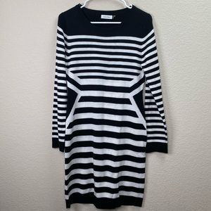 White and Black Striped Calvin Klein Dress